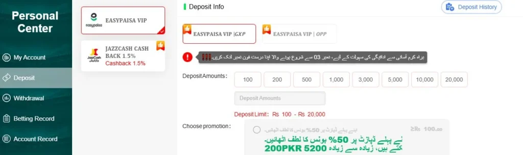 zd22 deposit and withdrawal